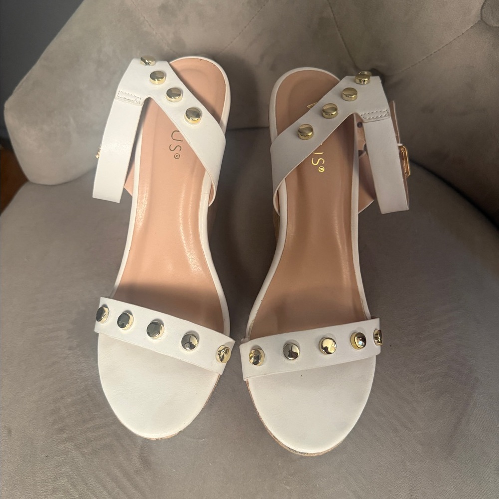 VENUS White Ankle Strap Stud Sandals